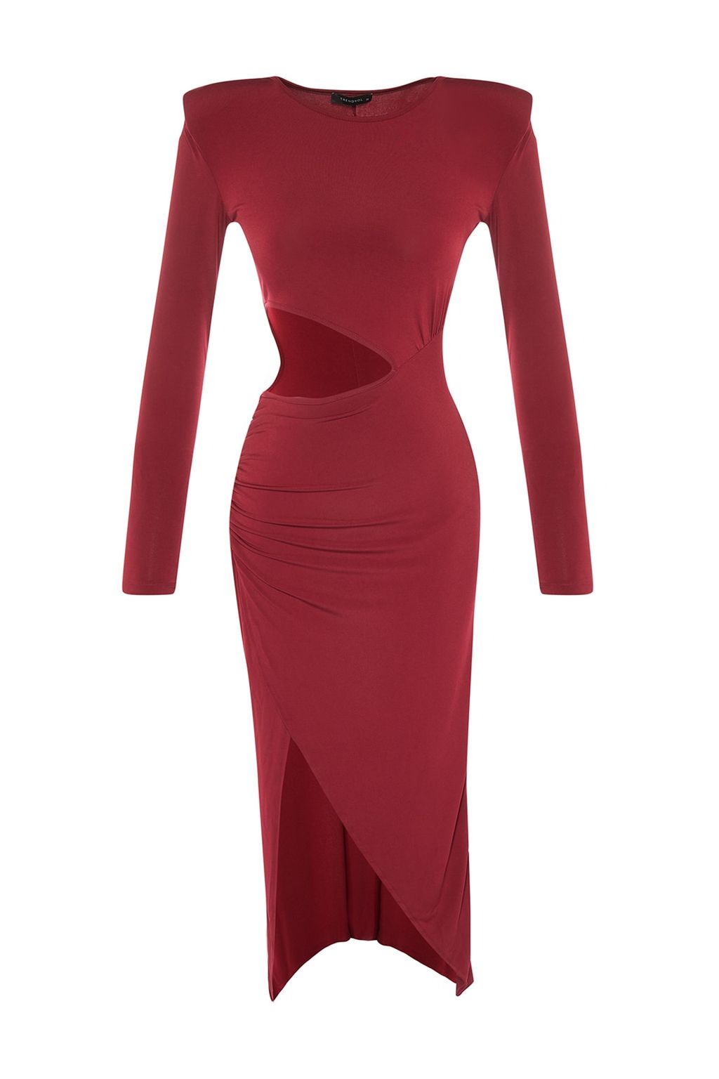 Trendyolmilla Siyah Kruvaze Yaka Cut Out/Pencere Detayl? Orme S?k Abiye Elbise TPRAW23EL00272  фото 14