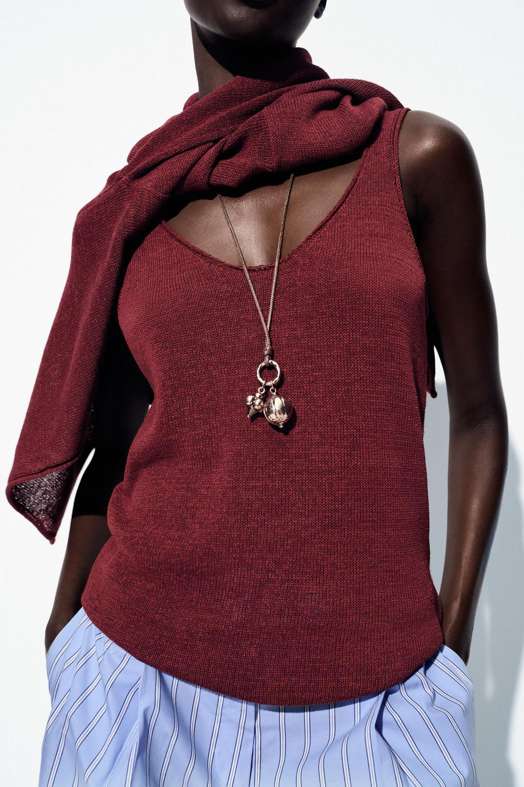 LINEN BLEND KNIT TOP - Zara фото 22