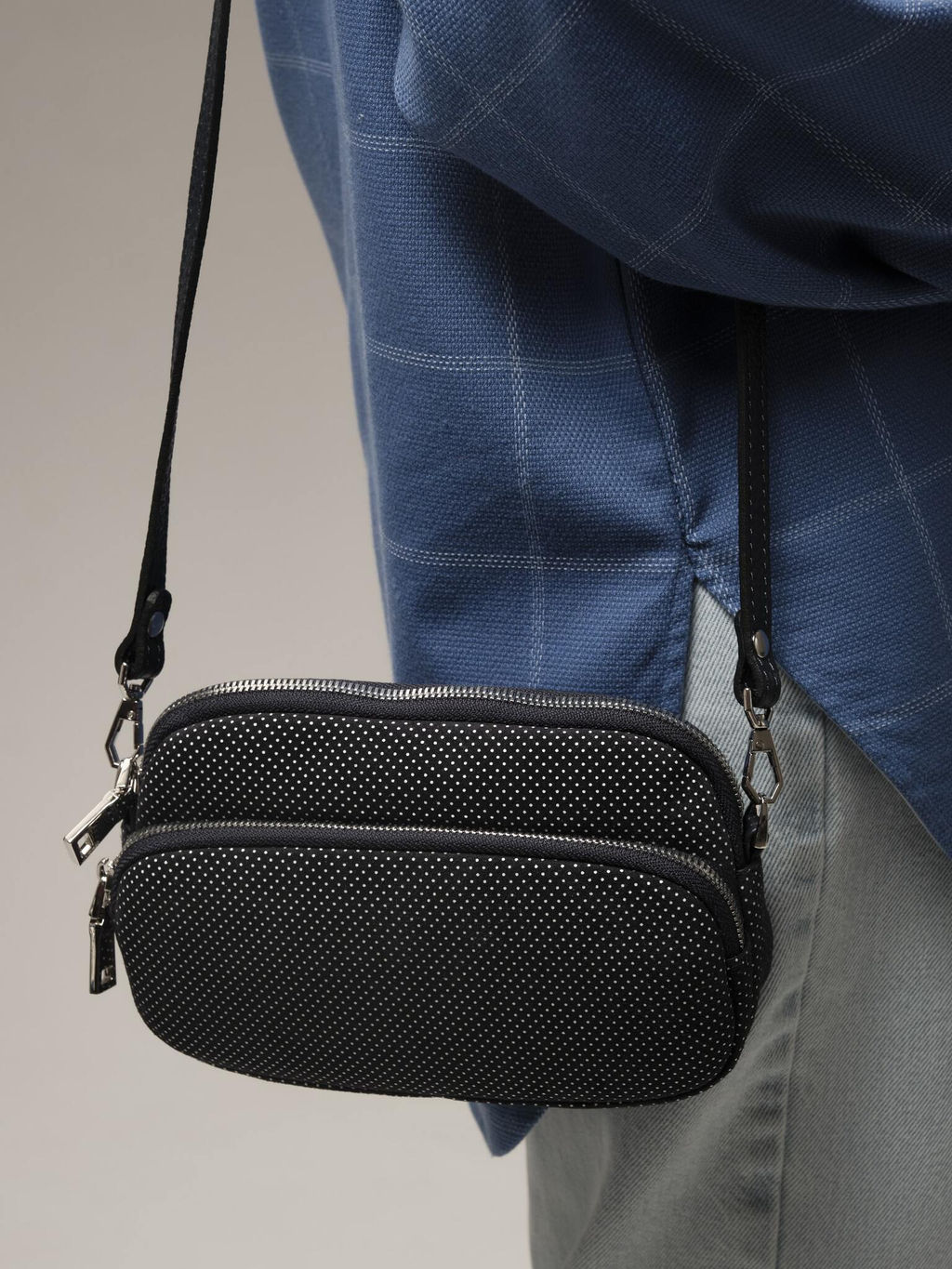 Сумка замшевая Deboro 30851 синий горох