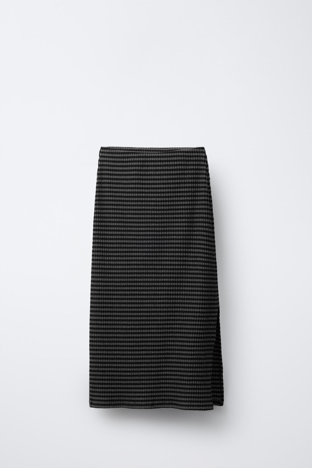 STRIPED TEXTURED MIDI SKIRT