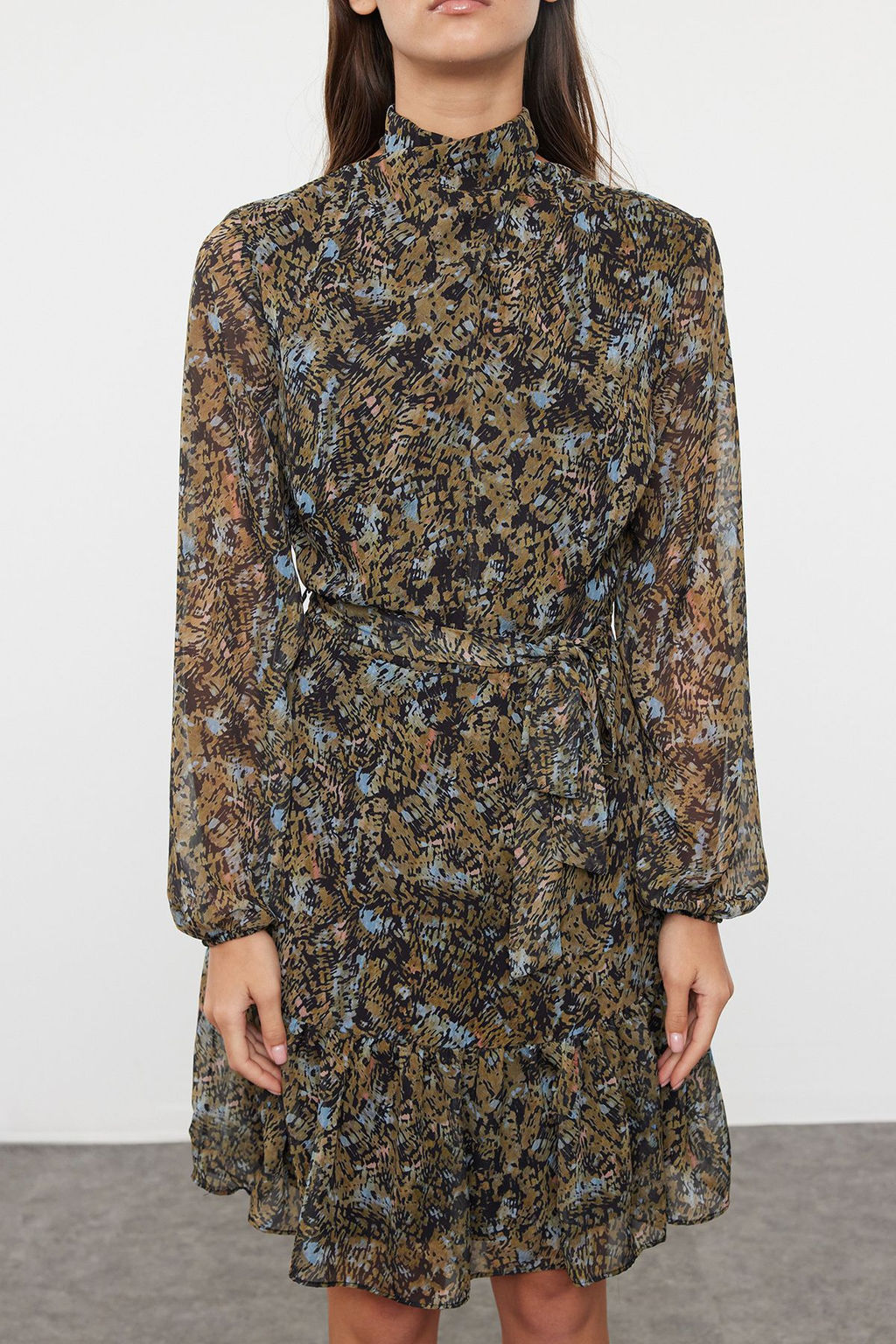 Trendyolmilla Koyu Visne Cicekli Dokuma K?sl?k Elbise TWOAW24EL00261  фото 3