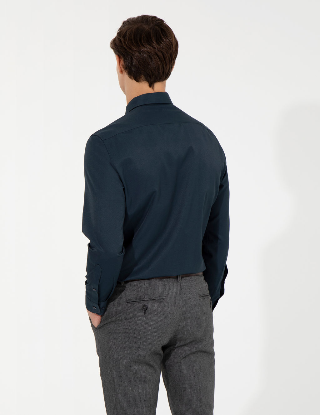 Lacivert Regular Fit Uzun Kollu Klasik G_mlek