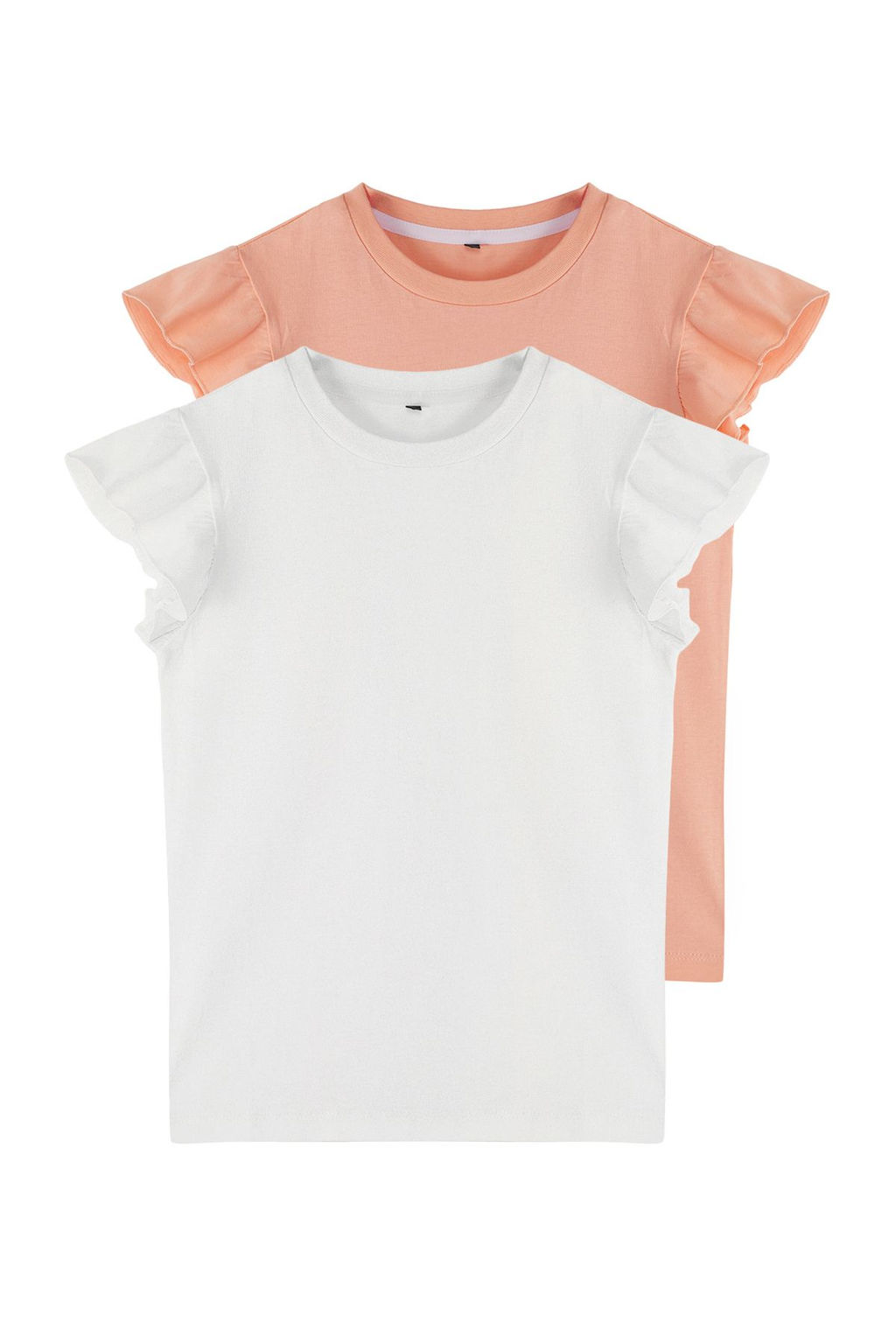 Siyah-Ekru 2li K?z Cocuk %100 Pamuk F?rf?rl? Regular Kal?p K?sa Kol Orme T-Shirt TKDSS25TS00011 - Trendyolmilla фото 3