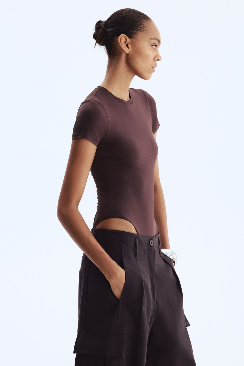Body de manga corta en microfibra - H&m фото 6