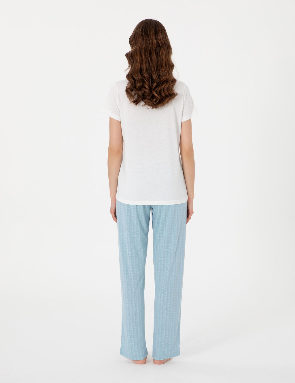 Beyaz K_sakollu Pijama Tak_m_