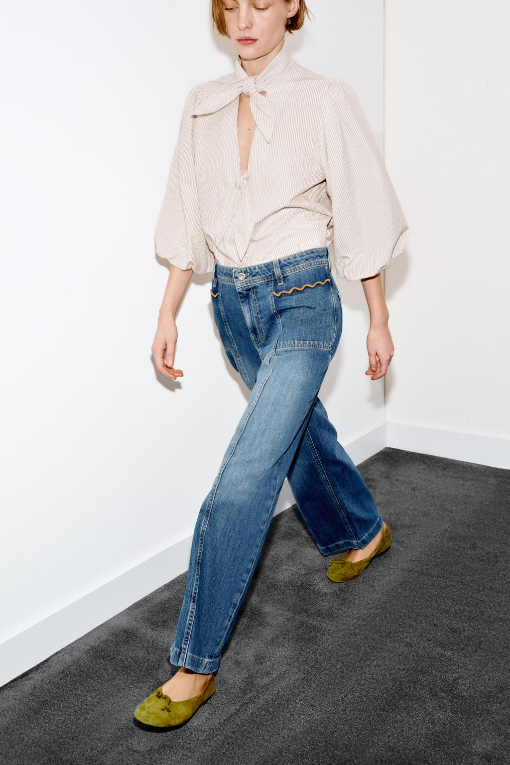 JEANS Z1975 CULOTTE TIRO ALTO PESPUNTES / Azul - Zara фото 5