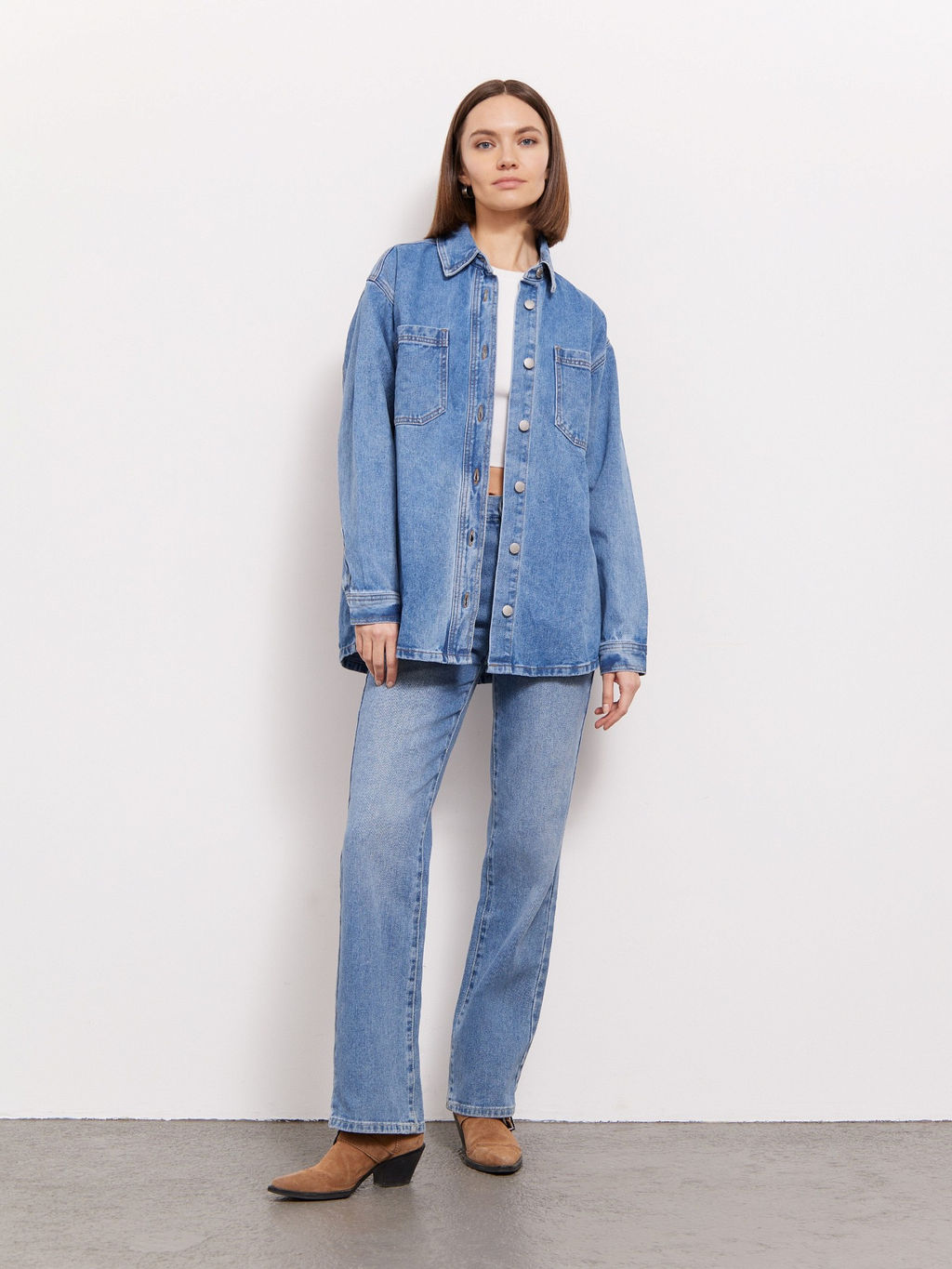 Рубашка из денима с карманами B2681/carnia - Emka фото 4