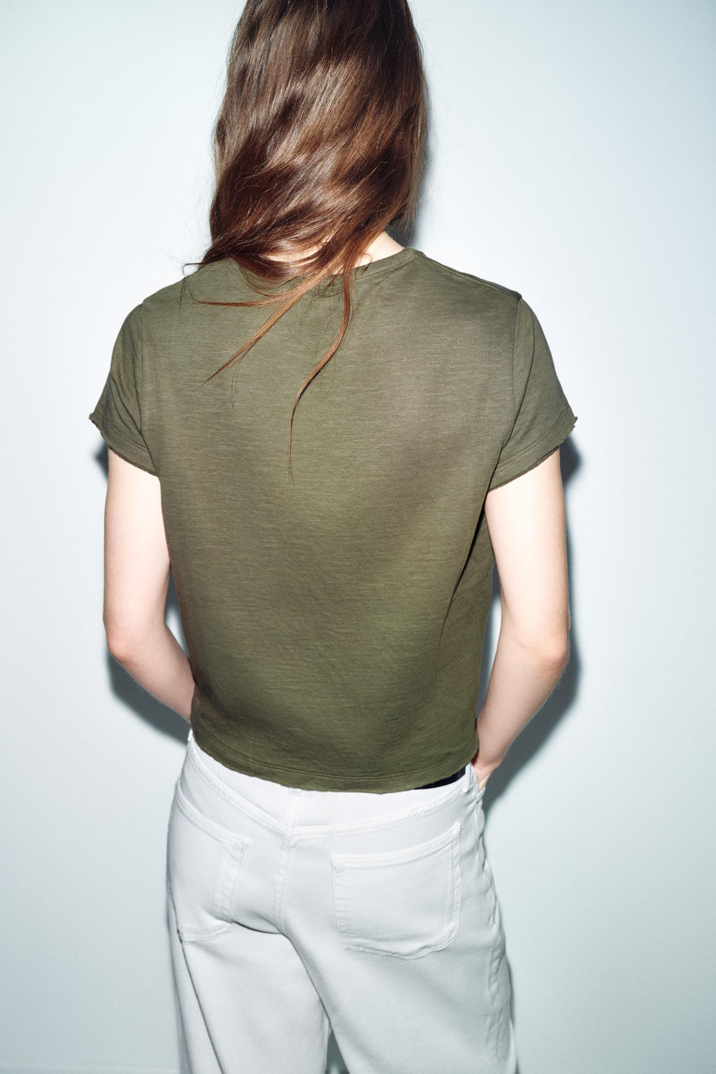 CAMISETA ALGOD?N MANGA CORTA / Khaki - Zara фото 5