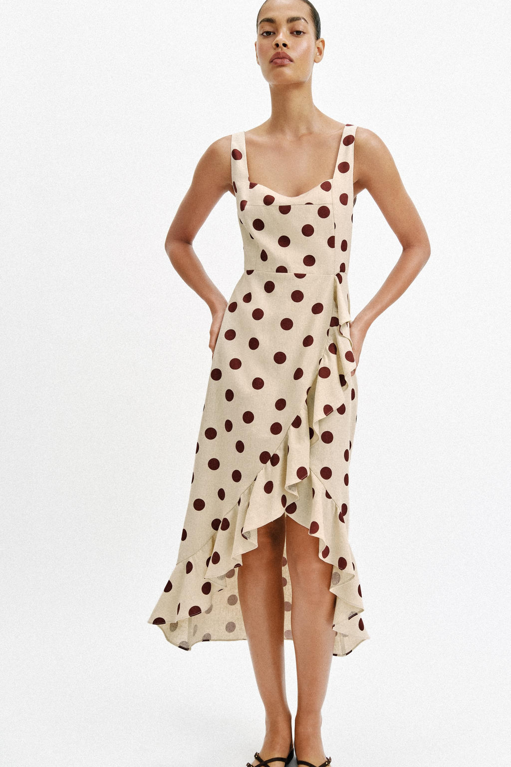 VESTIDO MIDI LUNARES CON LINO / 930 - Zara фото 6