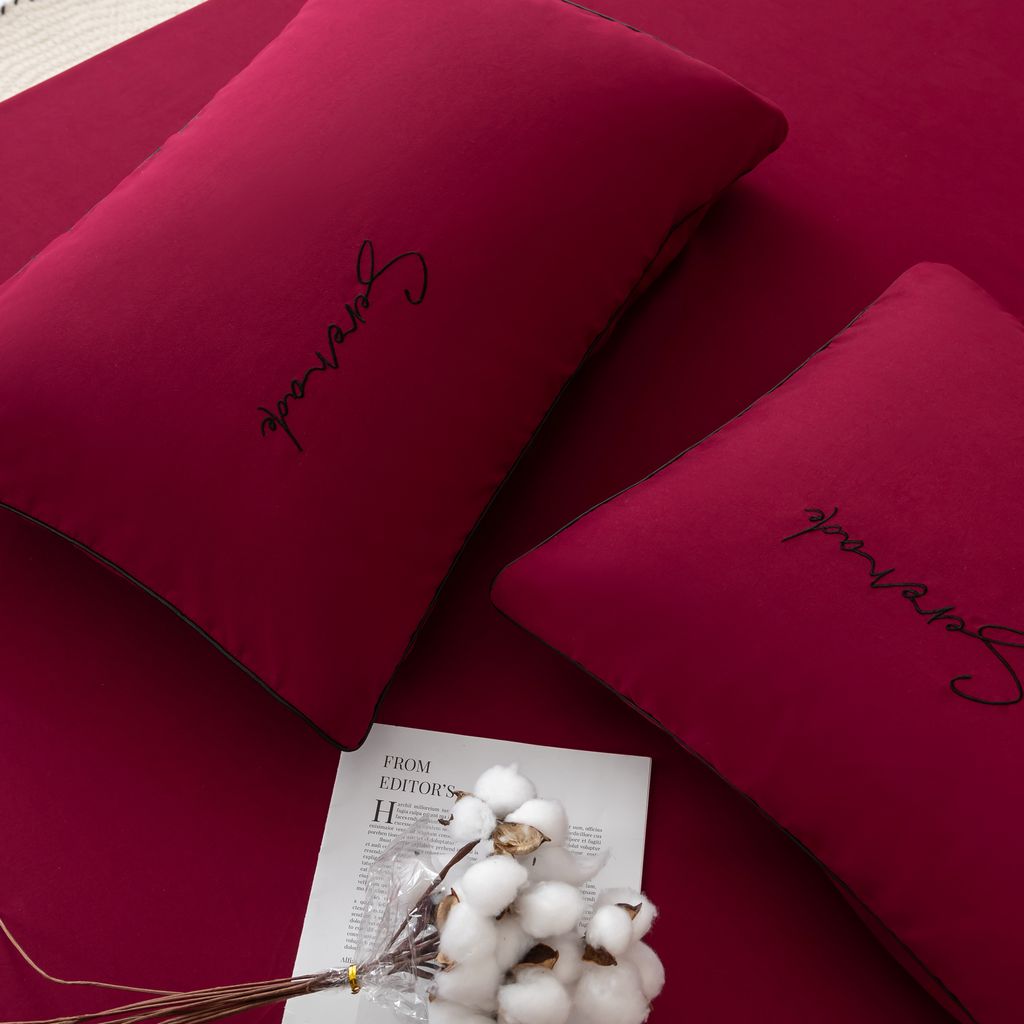 Комплект постельного белья Однотонный Сатин Вышивка CH022 1.5 спальный - Ситрейд фото 10