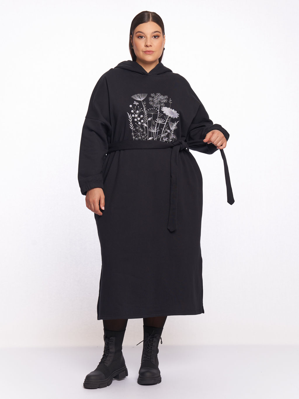 Платье толстовка с капюшоном PP83261BLK01 - Артесса фото 2