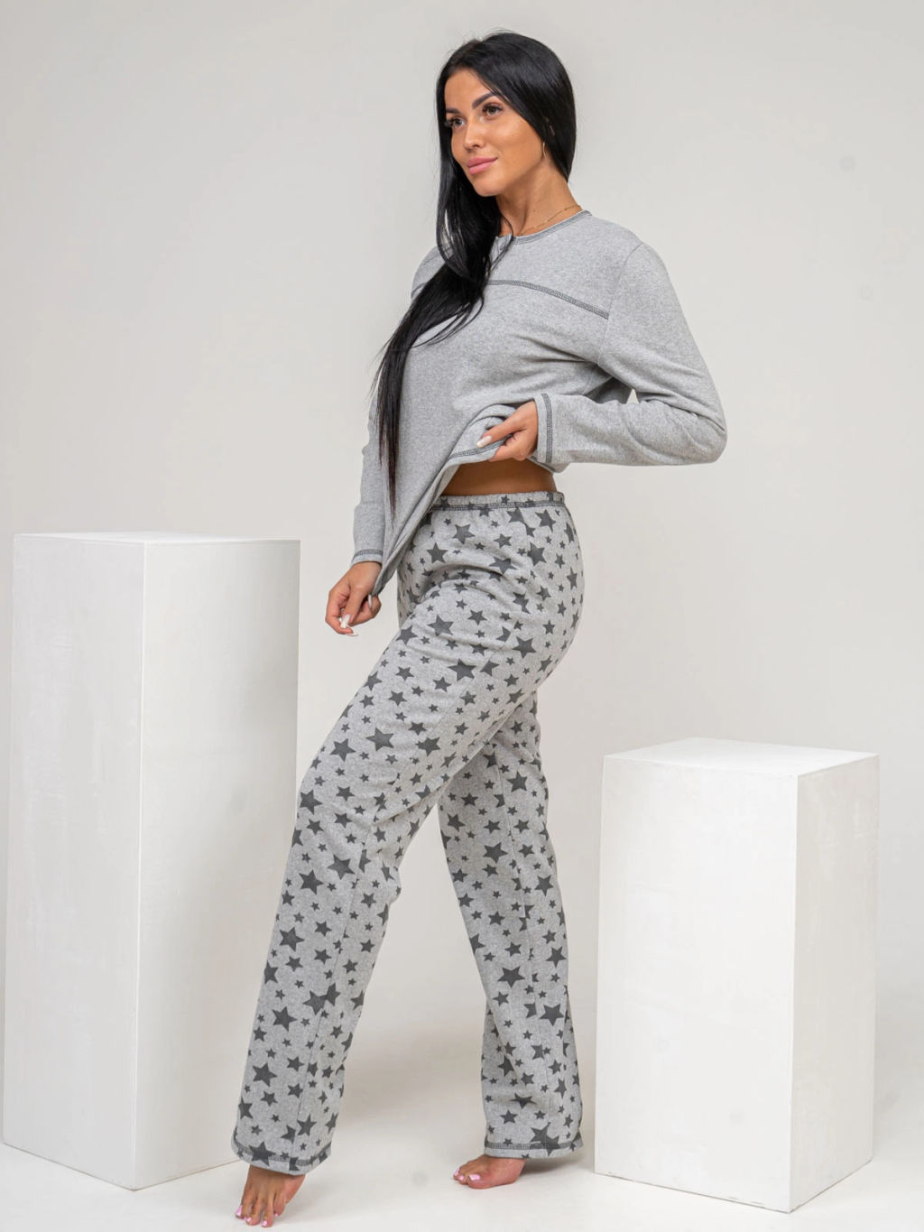 Пижама женская, цвет серый