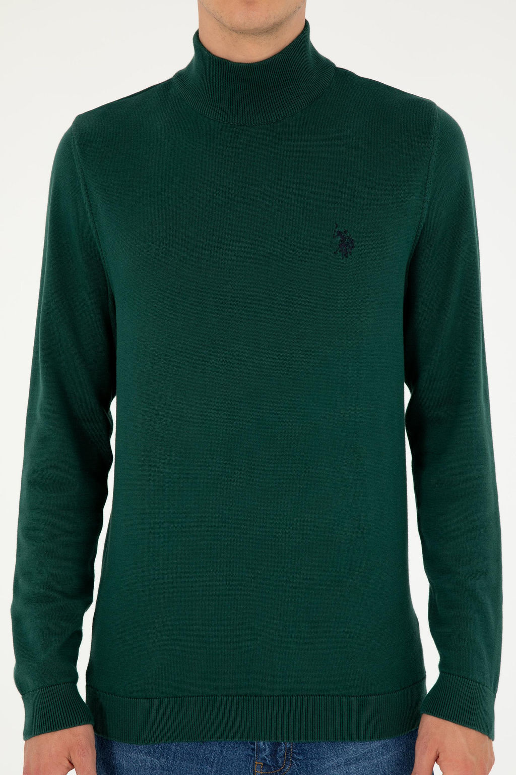 Мужской темно-зеленый базовый свитер Неожиданная скидка в корзине - U.s. polo assn фото 6