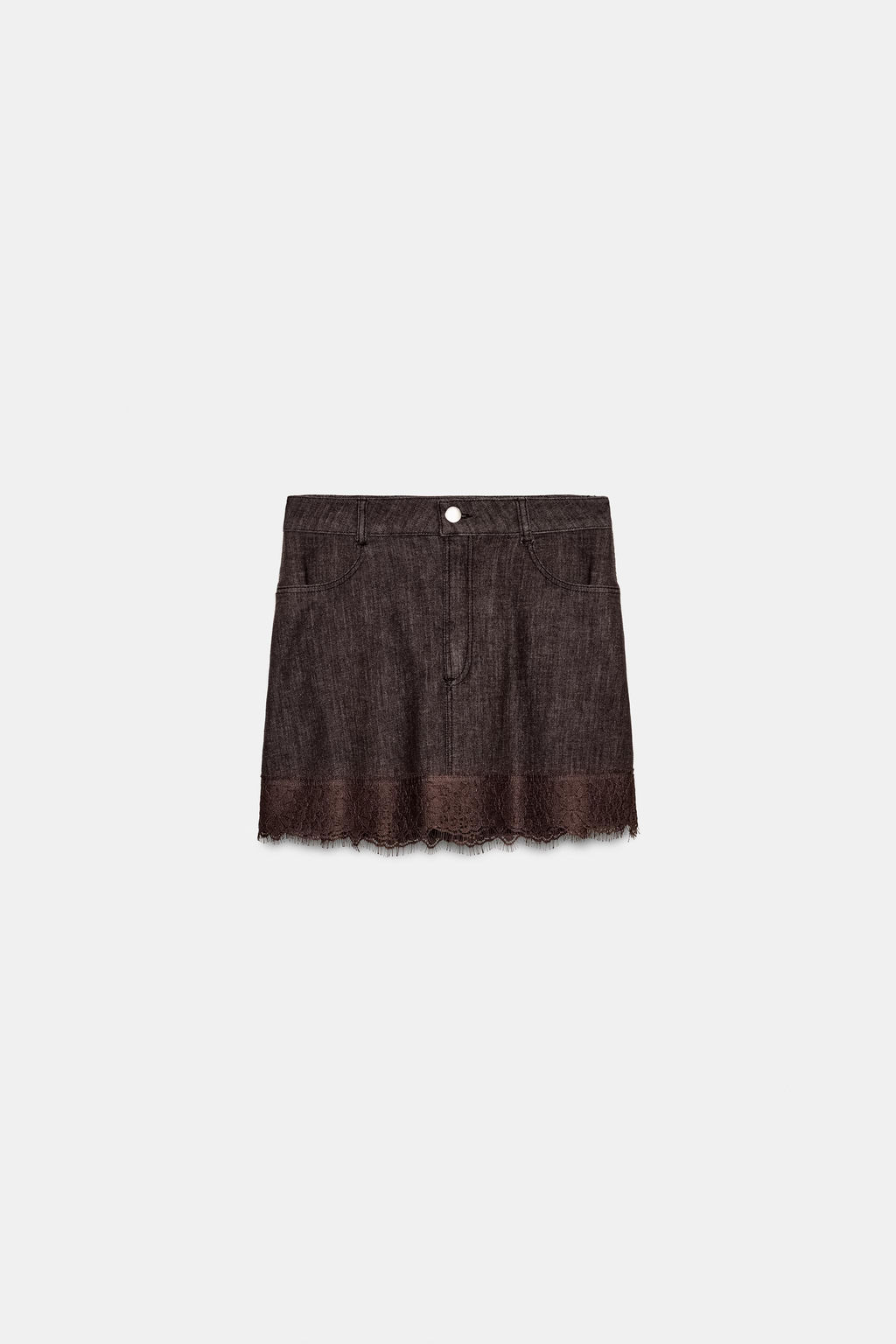 FALDA PANTAL?N COMBINADA ENCAJE / Marr?n - Zara фото 2