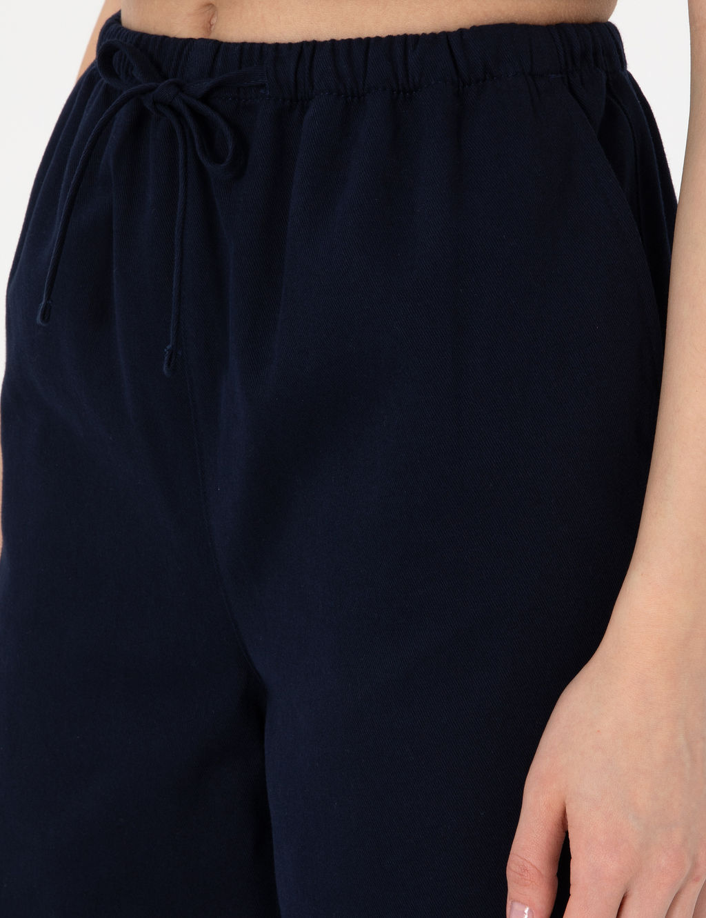Lacivert Y_ksek Bel Loose Fit Pantolon