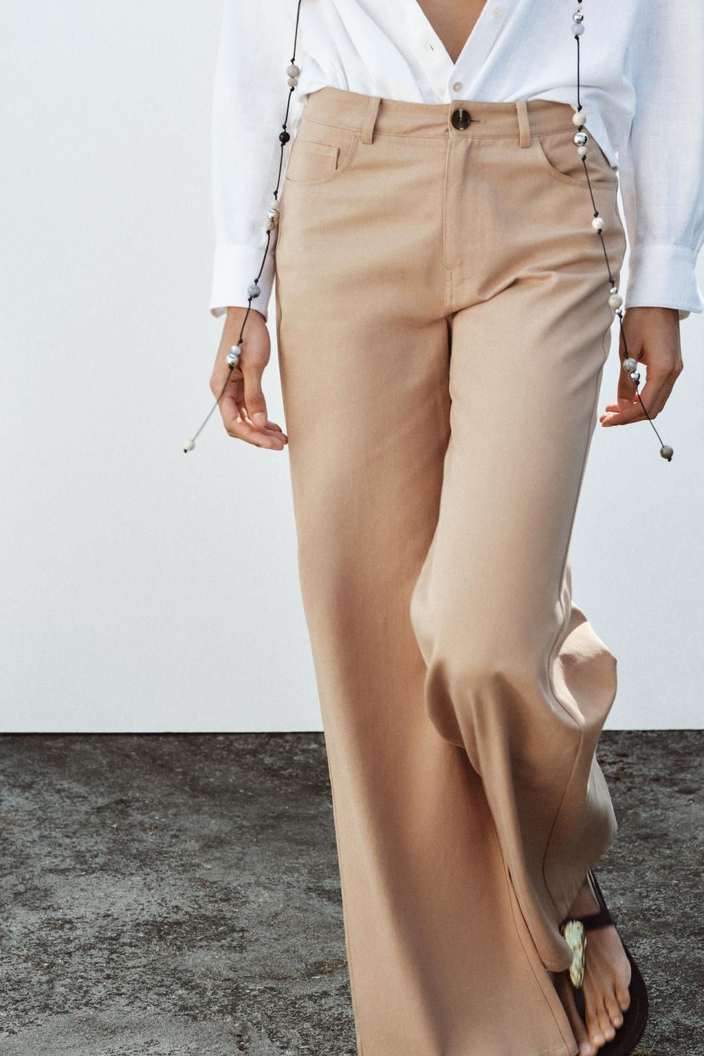 WIDE-LEG HIGH-WAIST TROUSERS - Zara фото 4