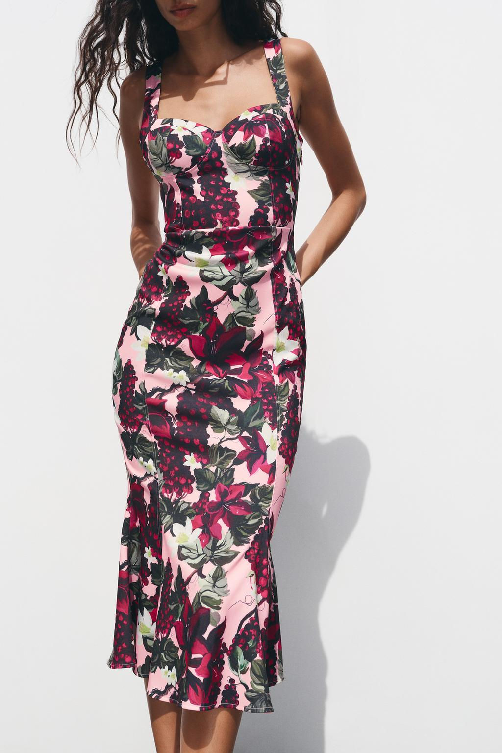 FLORAL GODET DRESS - Zara фото 5