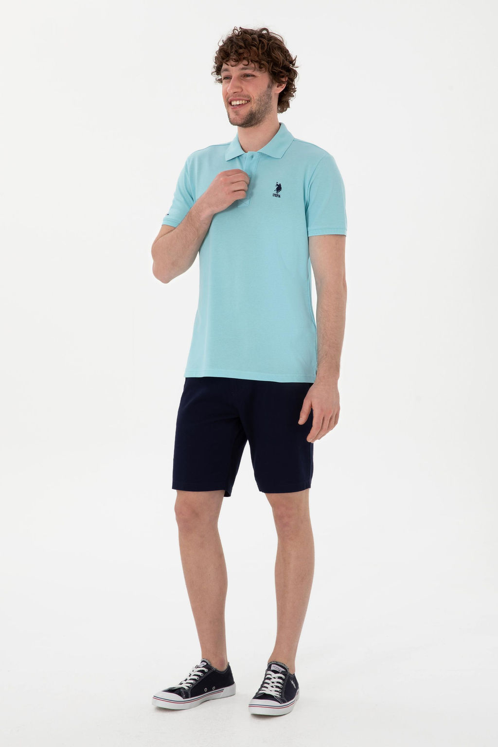 Erkek Slim Fit Polo Yaka A__k Mavi Basic Ti__rt Sepette S_rpriz _ndirim - U.s. polo assn фото 4