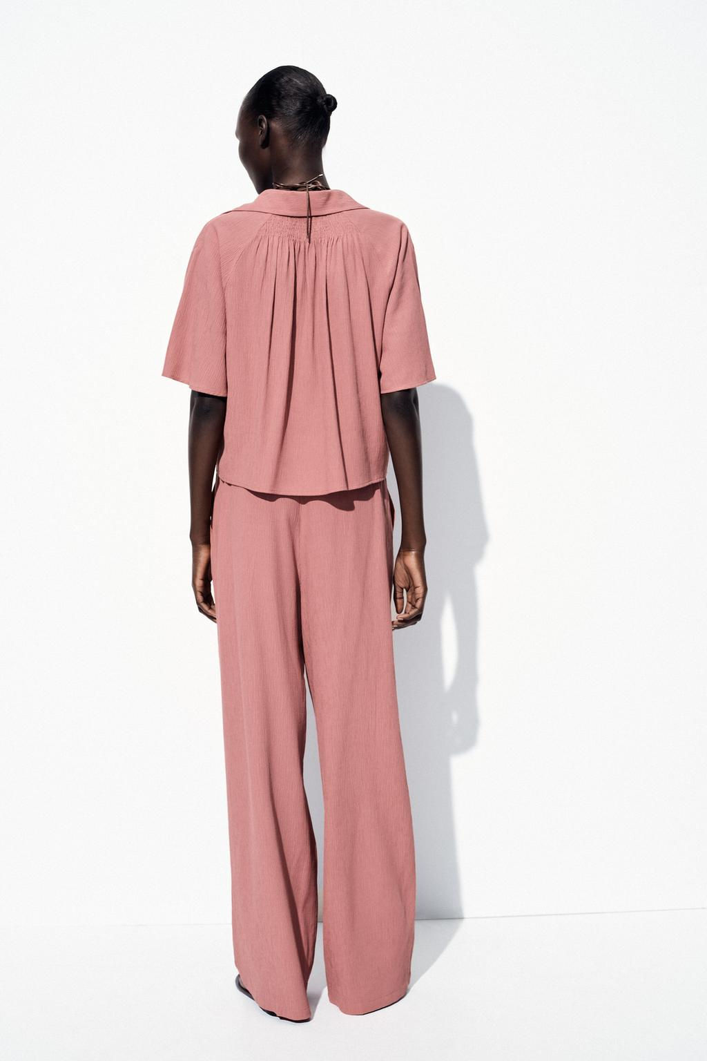 WRINKLED-EFFECT WIDE-LEG TROUSERS - Zara фото 3