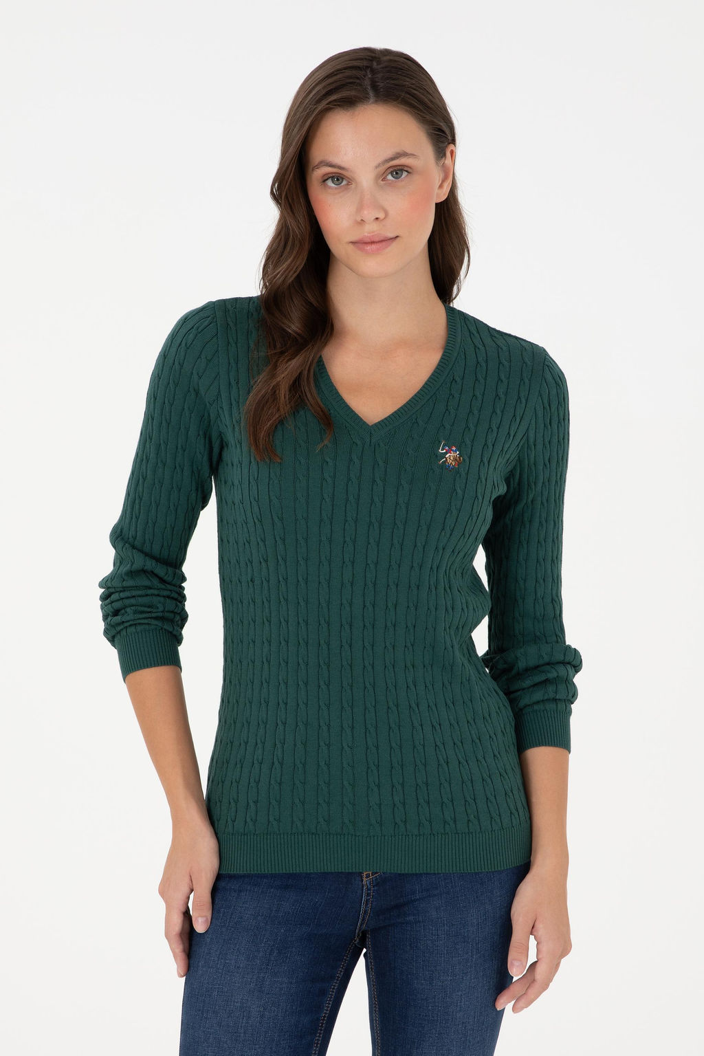 Женский темно-зеленый базовый свитер Неожиданная скидка в корзине