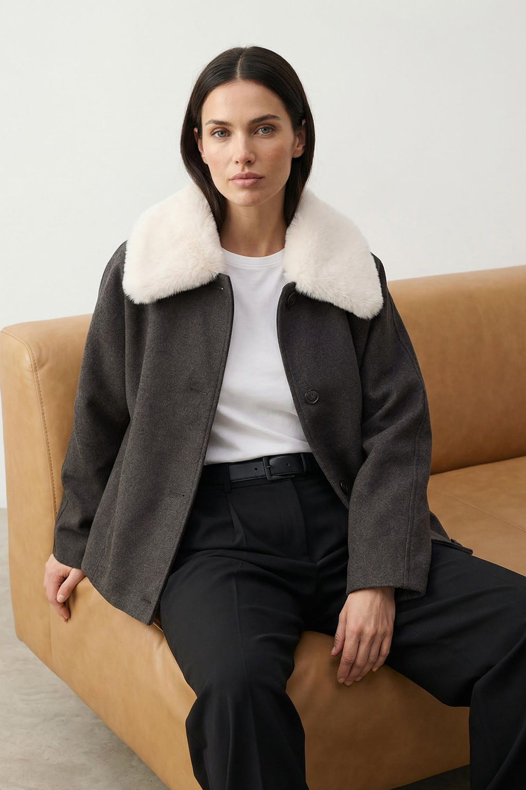 Antrasit Oversize Suni Kurk Yakal? K?sa Oversize Kase Kaban TWOAW26KB00073 - Trendyolmilla фото 5