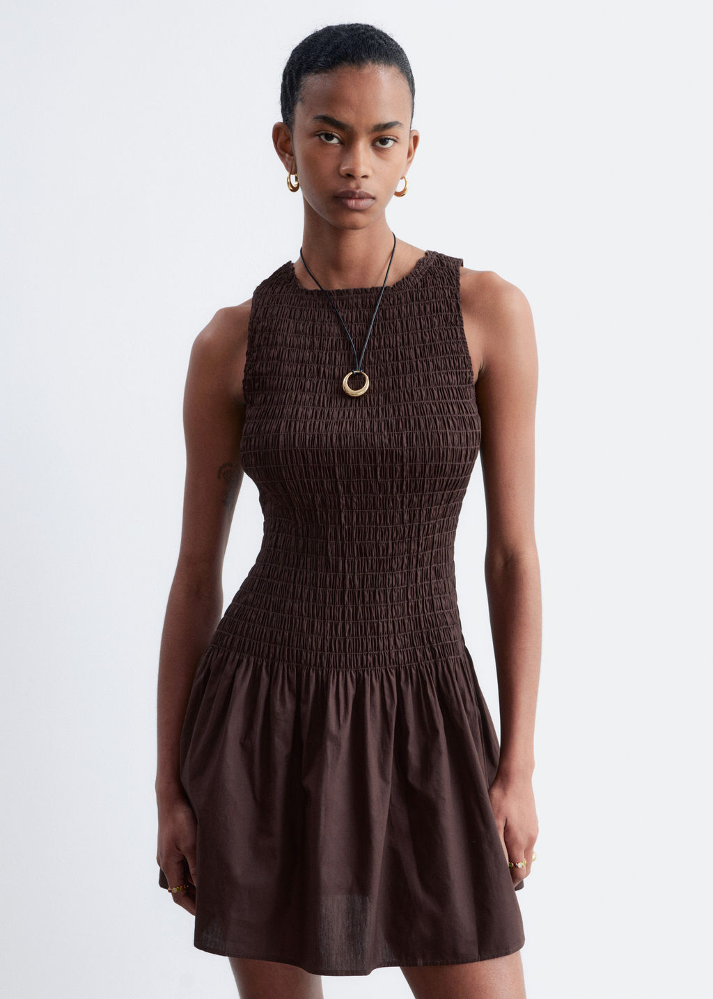 Minivestido en popelina de algod?n fruncido - H&m фото 5
