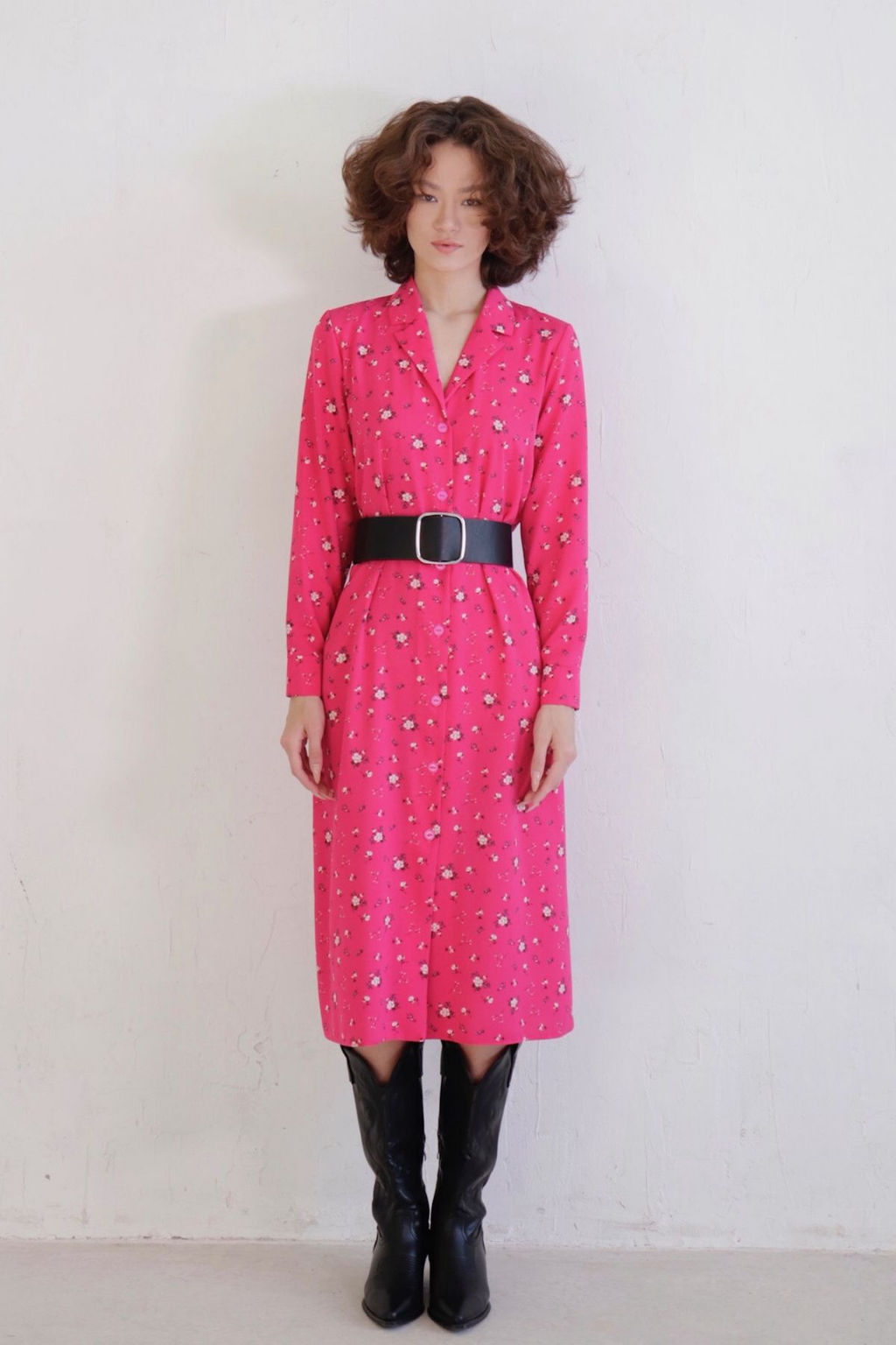 11038 Платье-рубашка с английским воротником малиновое - Martichelli фото 14