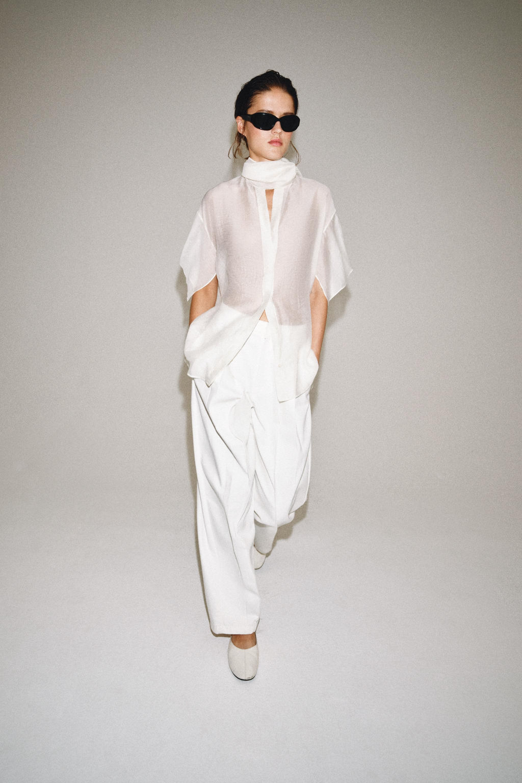 CAMISA PA?UELO ZW COLLECTION / Blanco - Zara фото 6