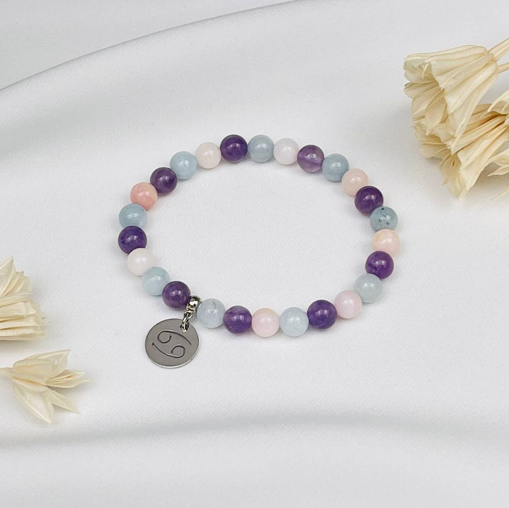 Браслет для "Рака" из Аквамарина,Аметиста и Опала 18 см