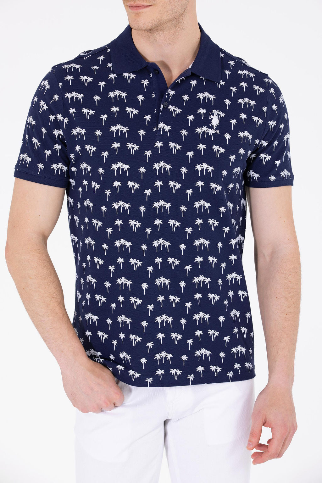 U. S. Polo Assn Мужская темно-синяя футболка с воротником-поло - U.s. polo assn фото 6