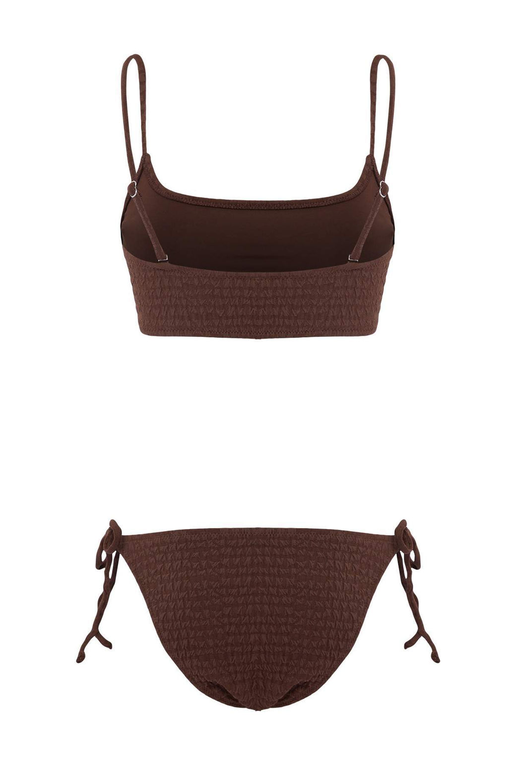 Kahverengi Dokulu Bralette Kapl? Baglama Detayl? Normal Bel Regular Bikini Tak?m? TBESS26BT00092 - Trendyolmilla фото 2