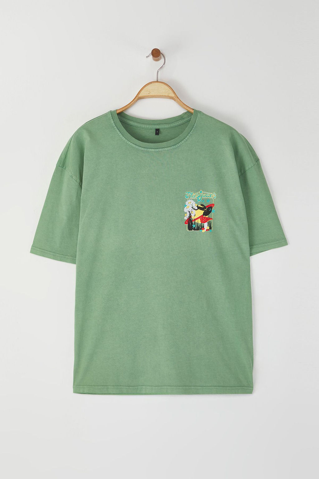 TRENDYOL MAN Antrasit Oversize/Genis Kesim Soluk Efektli Mistik Bask?l? %100 Pamuklu T-Shirt TMNSS22TS0831 - Trendyolmilla фото 3