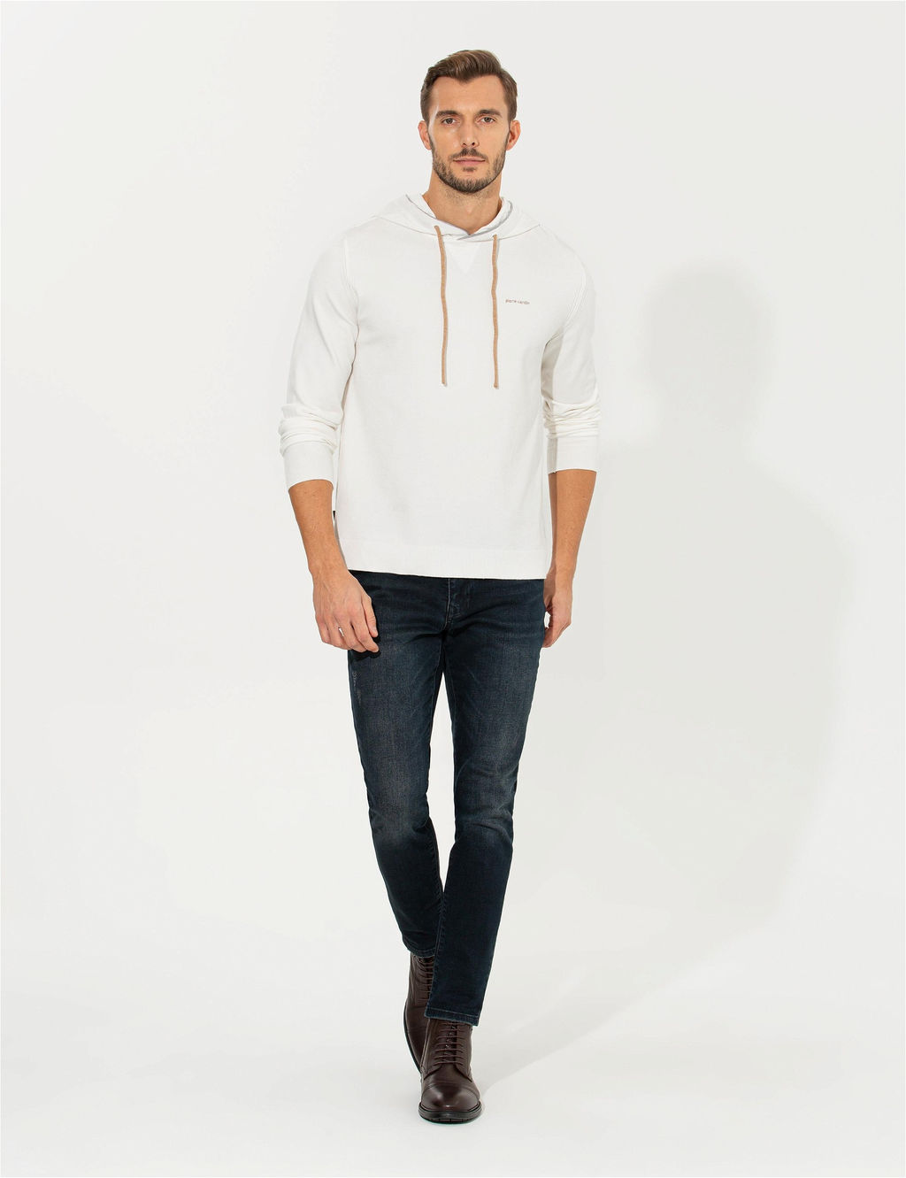 Ekru Slim Fit Kapi_onlu Triko Kazak - Pierre cardin фото 4