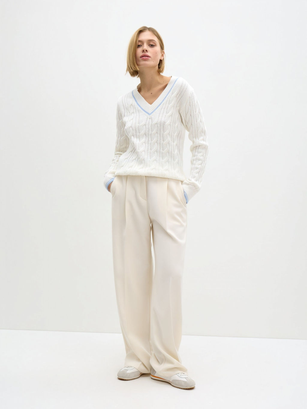 Conso/KPL 240706 - milk/blue Пуловер женский