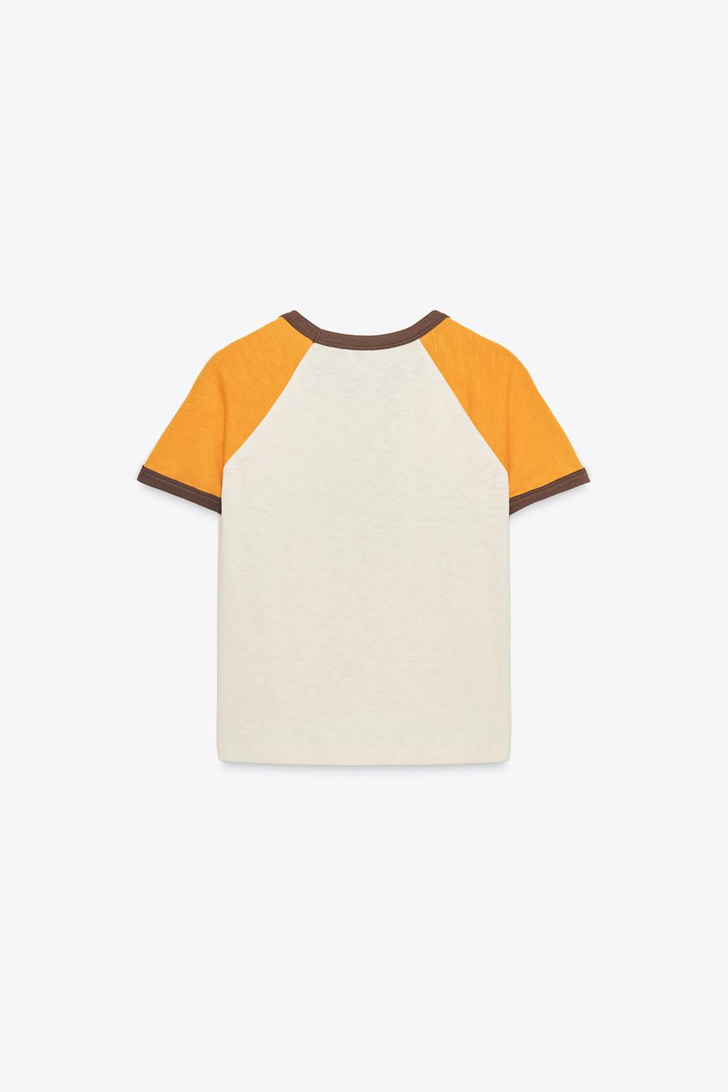 SLOGAN T-SHIRT WITH RIBBED TRIM - Zara фото 7