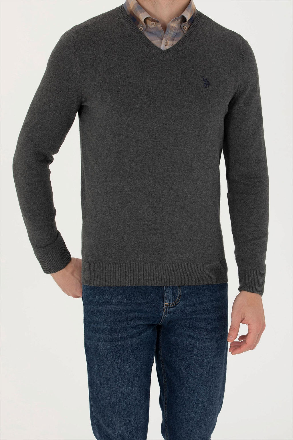 U. S. Polo Assn Мужской базовый свитер антрацитового меланжа - U.s. polo assn фото 13