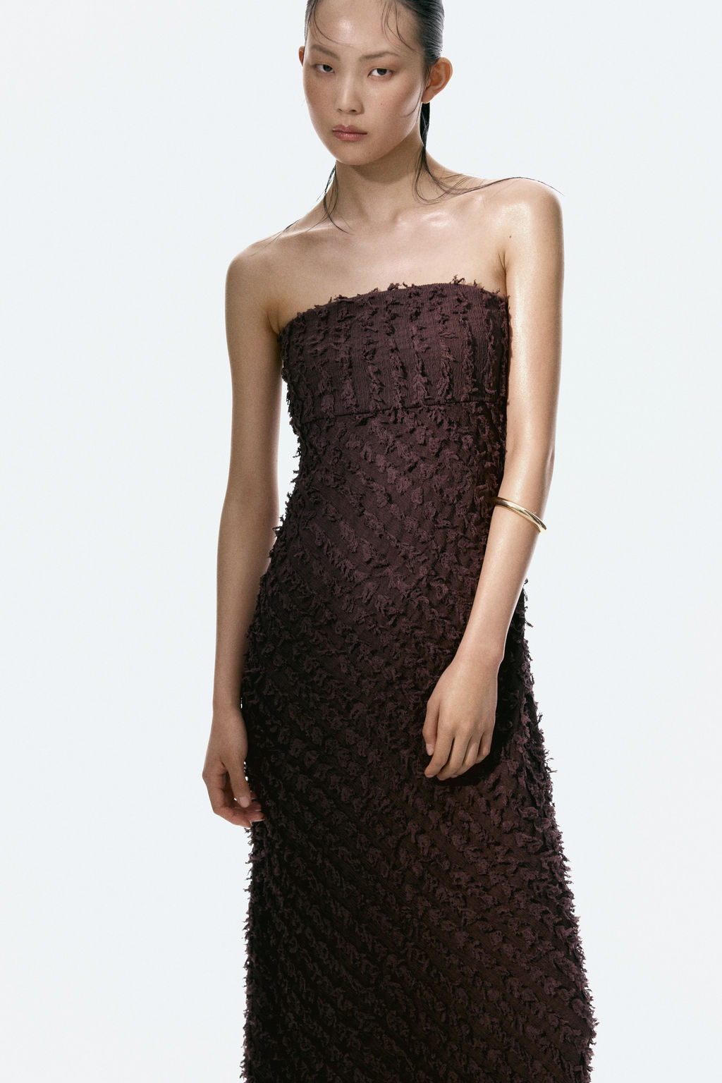 Vestido bandeau con acabado desflecado - H&m фото 3