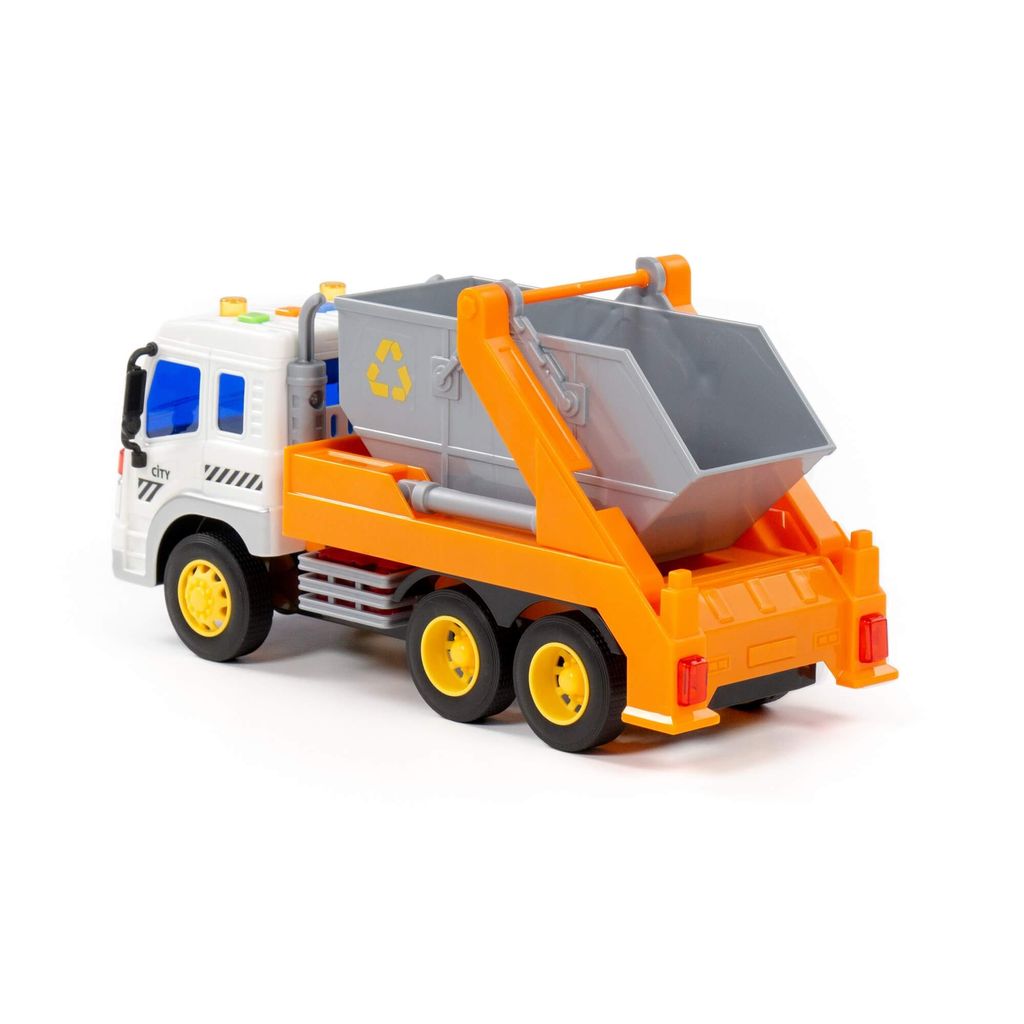 Сити, автомобиль-контейнеровоз инерционный (со светом и звуком) (оранжевый) (в коробке) - Полесье фото 3