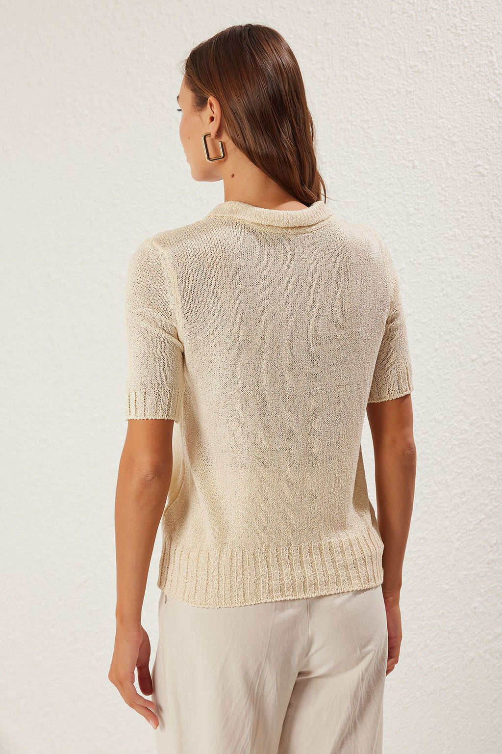 Tas Brumer Iplik Polo Yaka Ince Bluz TWOSS25BZ00341