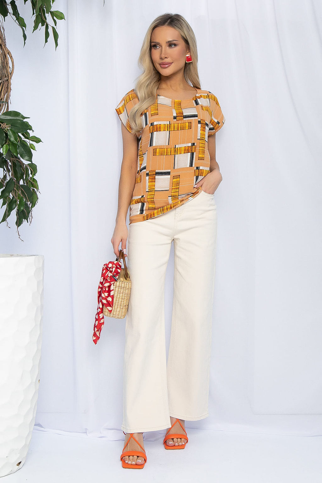 Блуза Летний сезон (бежевый мультиколор) Б13151-44М - Lt collection фото 2