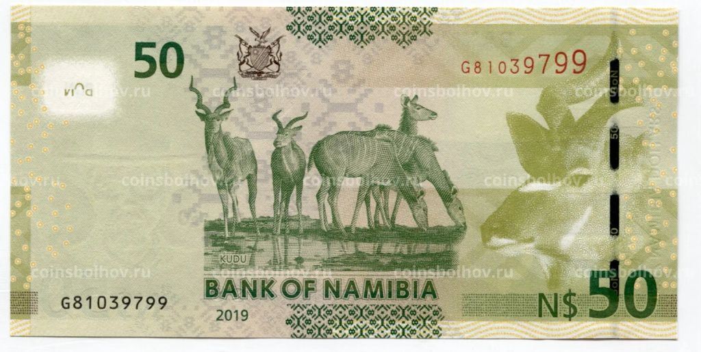 Банкнота 50 долларов 2019 года Намибия