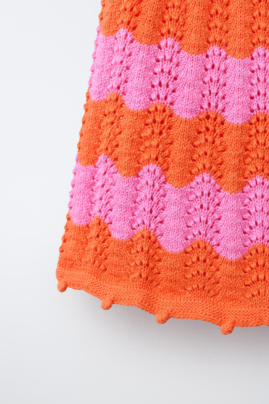FALDA PUNTO CROCHET RAYAS / Naranja fl?or - Zara фото 6