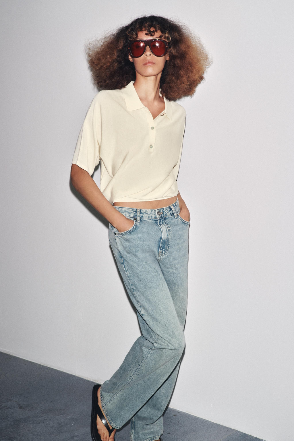 SHORT SLEEVE KNITTED POLO TOP - Zara фото 7