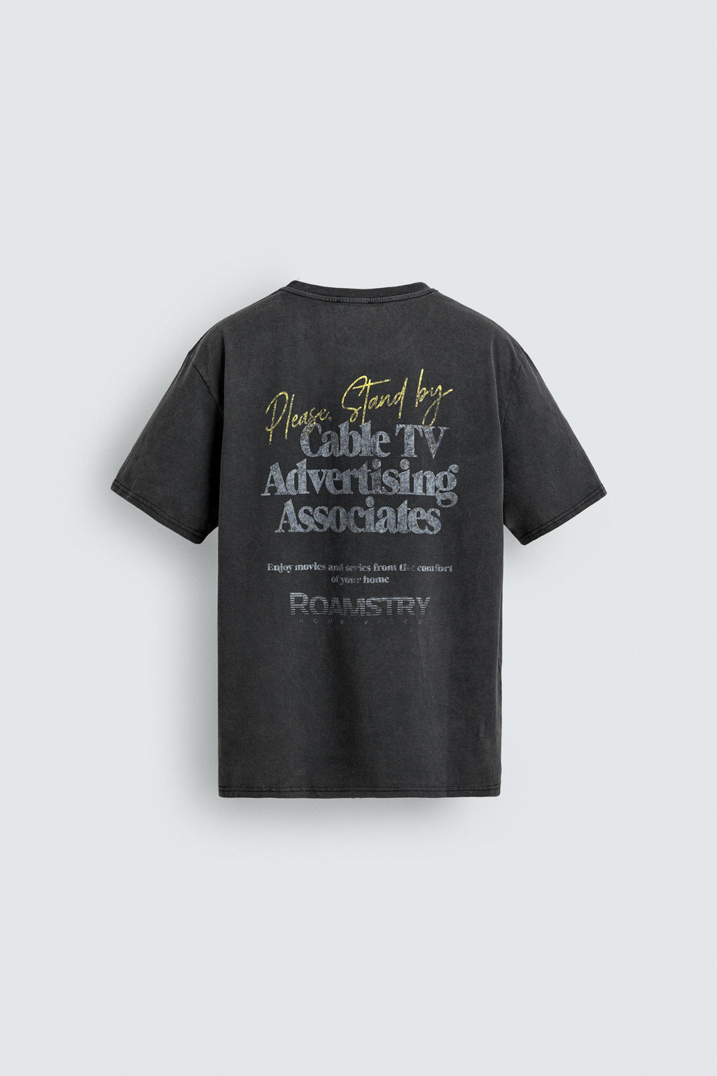 CAMISETA LAVADA TEXTOS CONTRASTE / Gris claro