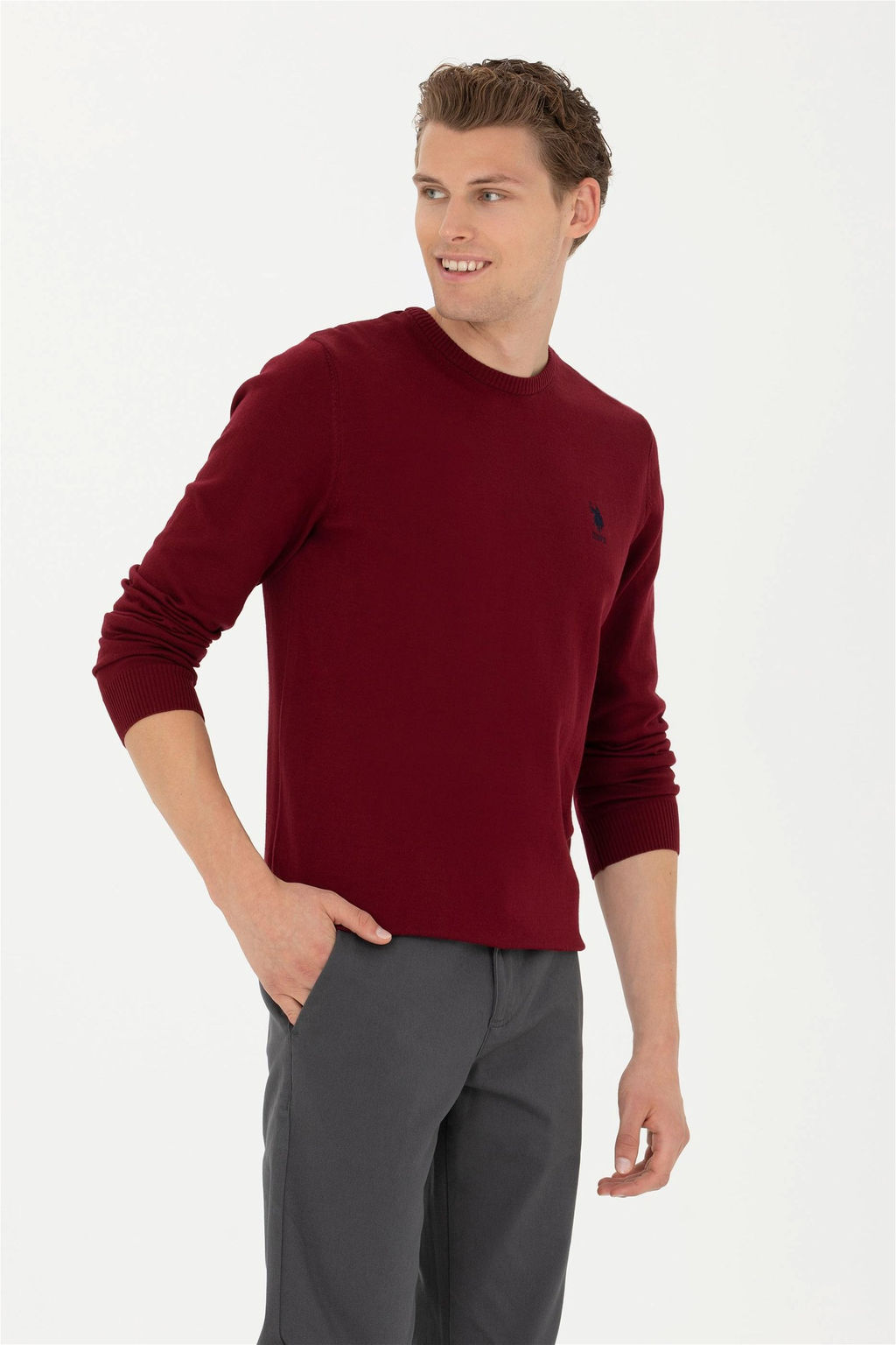 Мужской бордово-красный базовый свитер Неожиданная скидка в корзине