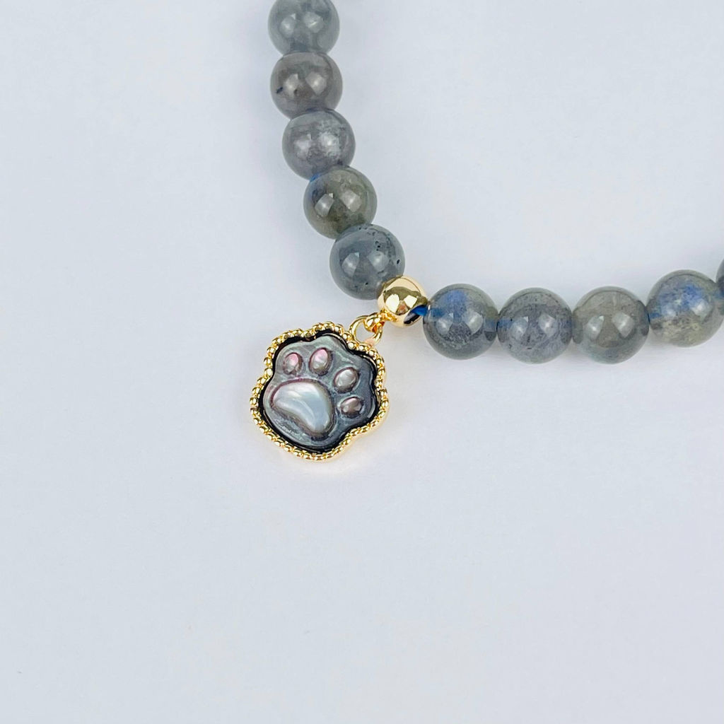 Браслет из Лабрадора с перламутровой подвеской 15 см