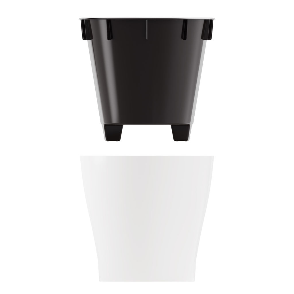 Горшок цветочный "Лея" 4л овальный двойной (с автополивом) (белый) М8559