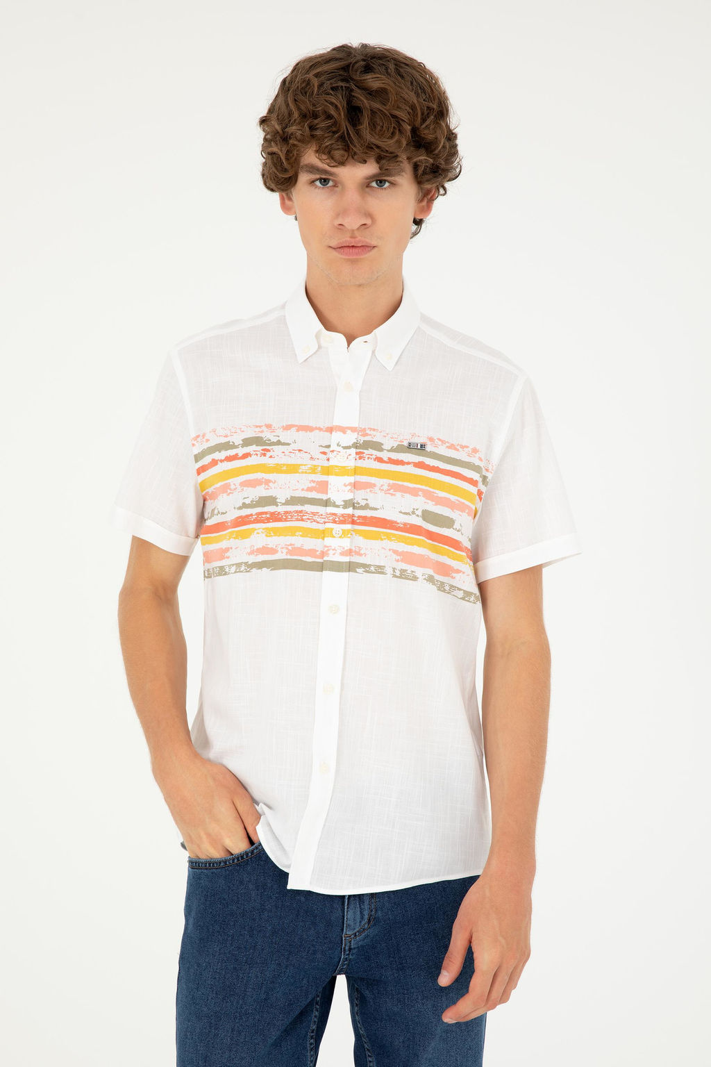 Мужская рубашка цвета хаки с коротким рукавом Неожиданная скидка в корзине - U.s. polo assn фото 3