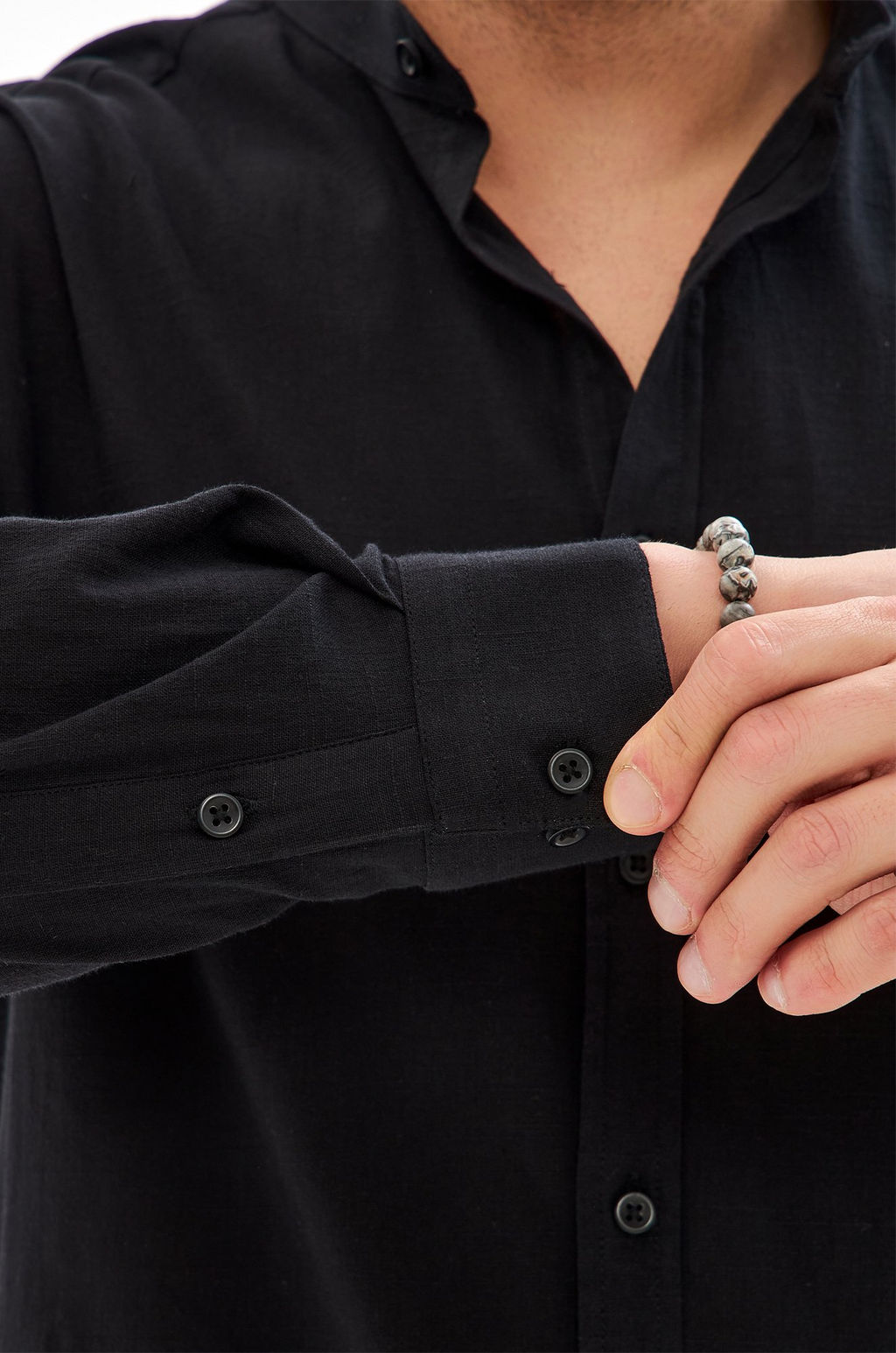 Мужская льняная рубашка с воротником-стойкой Happy Fox  фото 4