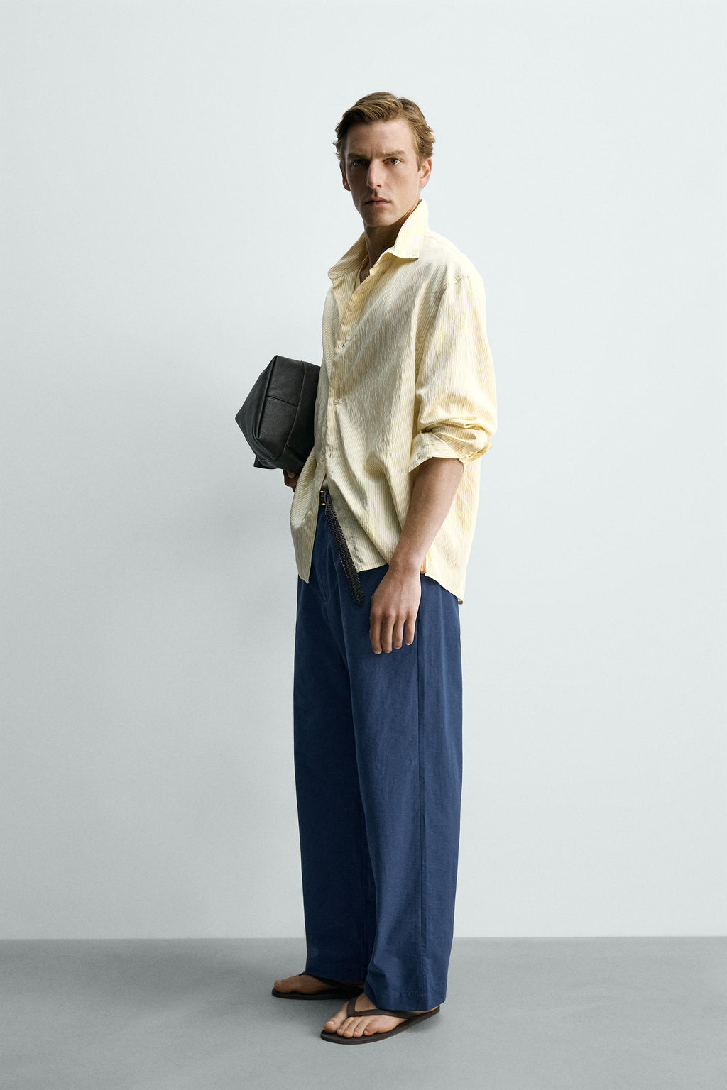 PANTAL?N WIDE FIT PLIEGUES / Azul - Zara фото 4